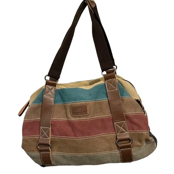 Manjianghong Striped Canvas Tote Bag - Picture 2 of 9